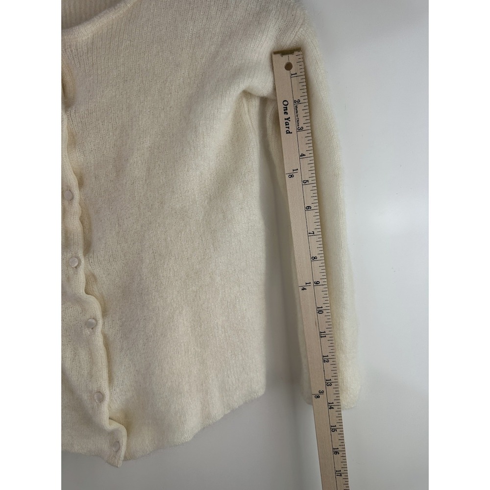 Sezane Gaspard Super Kid Mohair Baby Alpaca Ecru Cardigan Sweater XXS Luxury - Picture 12 of 14